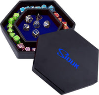 SIQUK Dice Tray with Lid Hexagon Dice Rolling Tray Dice Holder – Fun for Kids & Family - Blue