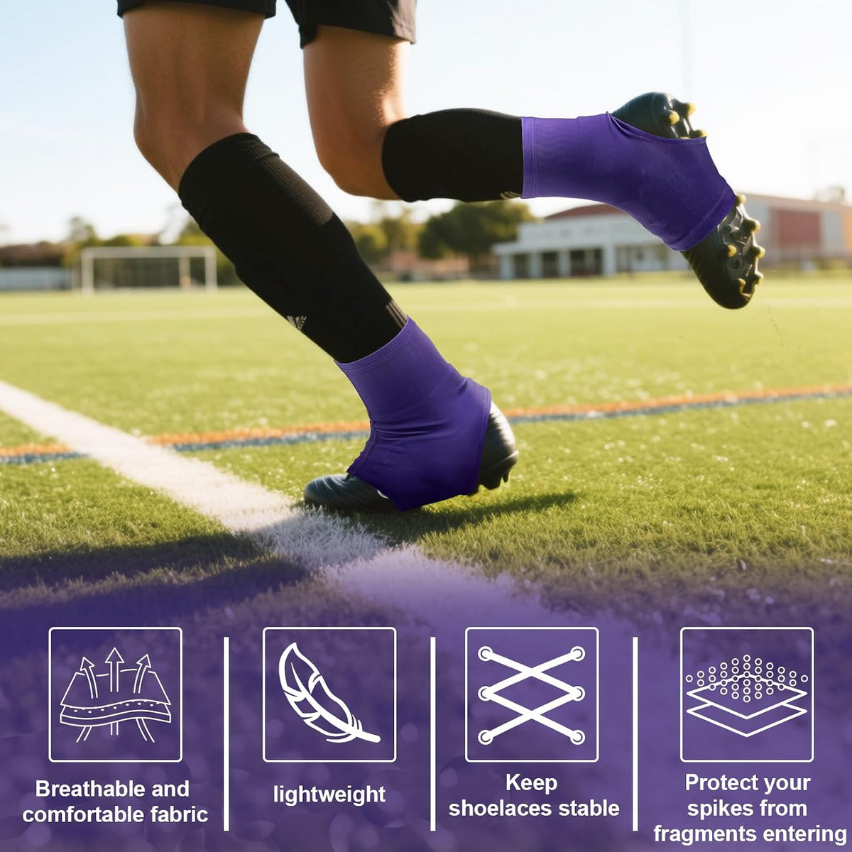 Football Spats Cleat Covers, Youth Boys, Keeps Dirt - Purple / Small - image 2