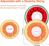 2 Pcs Adjustable Cat Cone Collar Soft Small Cute Cat Recovery Donut Collar After Surgery Orange Watermelon Elizabethan Kitten Neck Cones for Small Dogs Pet, Fruits Shaped, Under 7 lbs