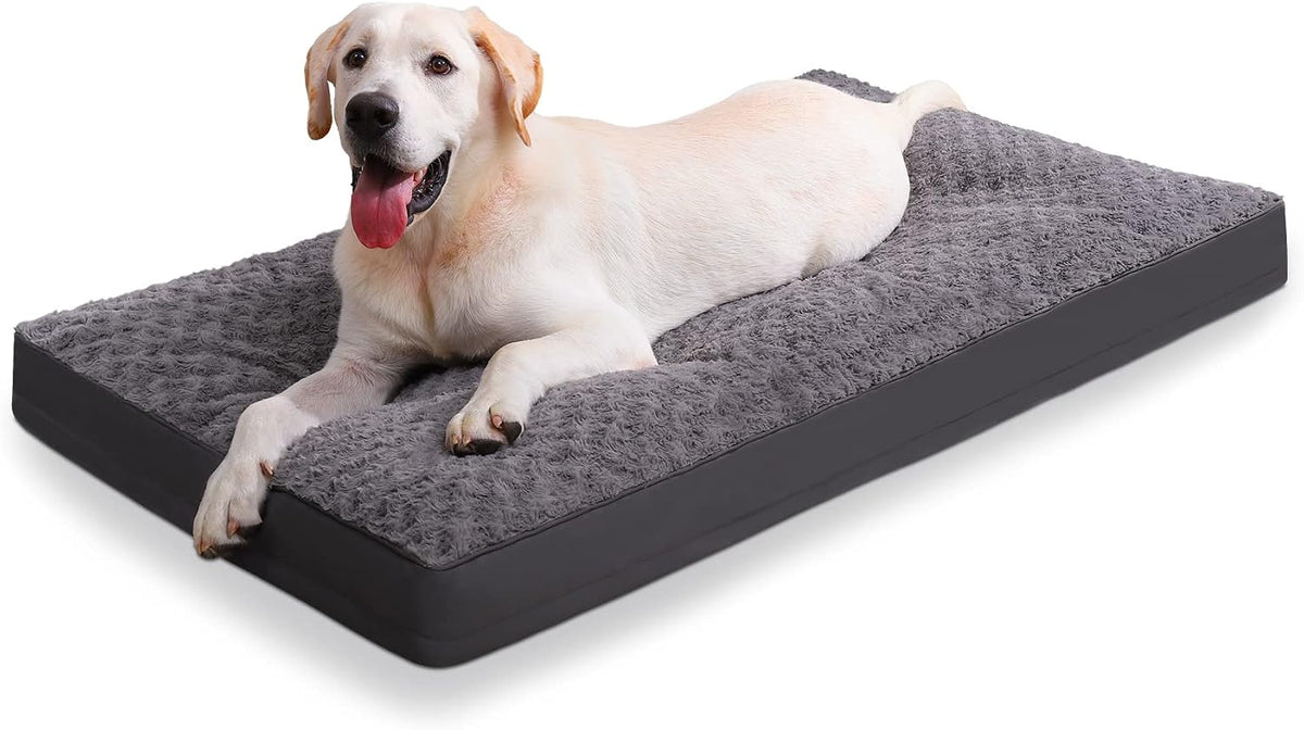 KSIIA Washable Dog Bed for Crate Waterproof for Medium Dogs - Grey / 35.0"L x 22.0"W x 3.0"Th