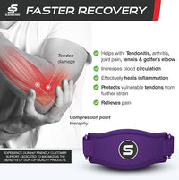 Sleeve Stars Tennis Elbow Brace for Women - Adjustable Tennis Elbow Strap, Golfers Elbow Brace for Men, Counterforce Brace for Tendonitis Relief, Fits 9"-23" (Single/Dark Purple)