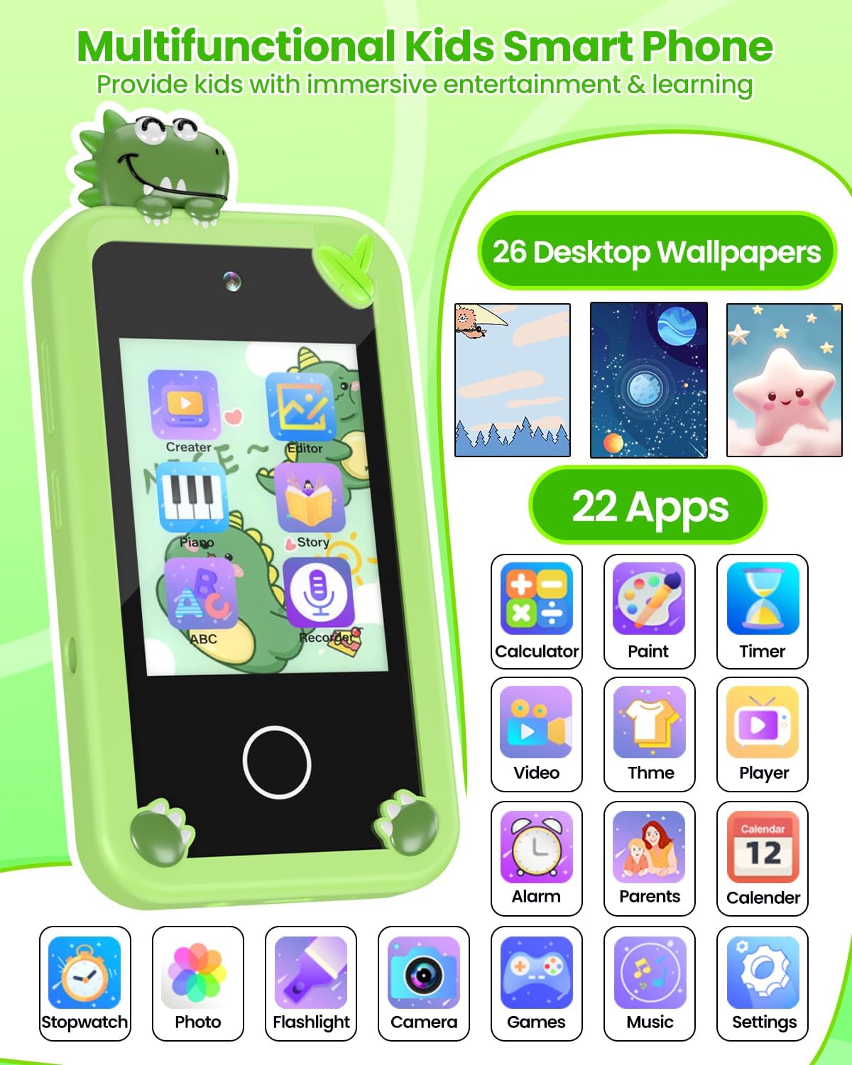 MOREXIMI pink kids smart phone with 2.8 inch touchscreen and holographic pyramid - view 8