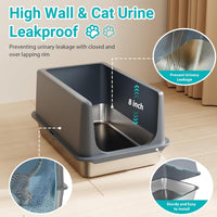 Stainless Steel Litter Box with Lid, Metal Cat Litter Box - 12"H - Grey - image 2