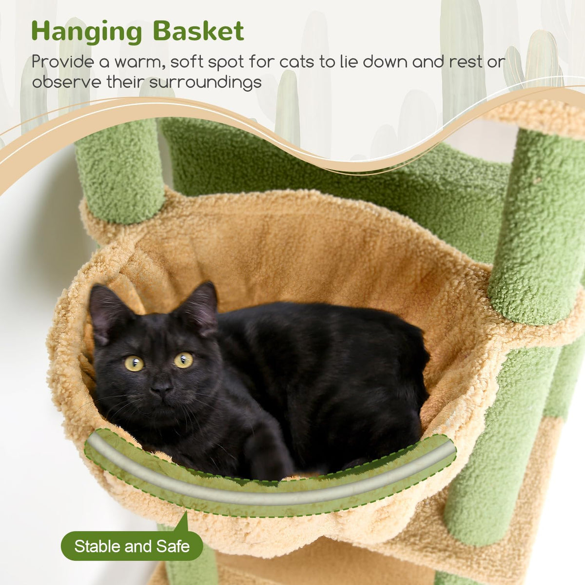 Globlazer Extra Tall Cat Tree Tower for Indoor Cats, F76 - Cactus / 76 inch - image 4