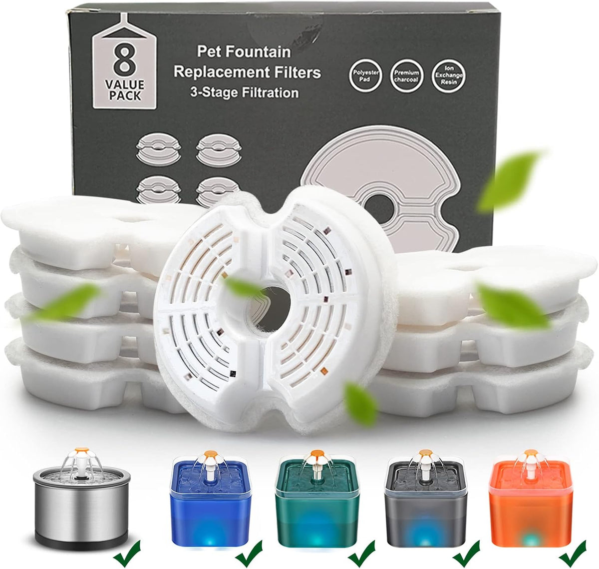 Cat Water Fountain Filter - Filter 8 Pack
