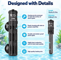 AquaMiracle Aquarium Heater Dry-Run Auto Power-Off & Overheat - For 3-5 Gal Aquariums - image 2