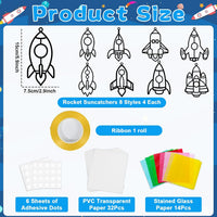 QOUBAI 32 Sets Halloween Bats Suncatchers Craft Kit DIY Window - Rocket - image 2