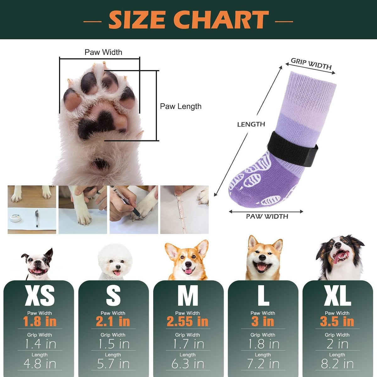 Anti Slip Dog Socks to Prevent Licking Paws with Grippers Black – Essentials for Dogs - Purple / X-Small - image 2