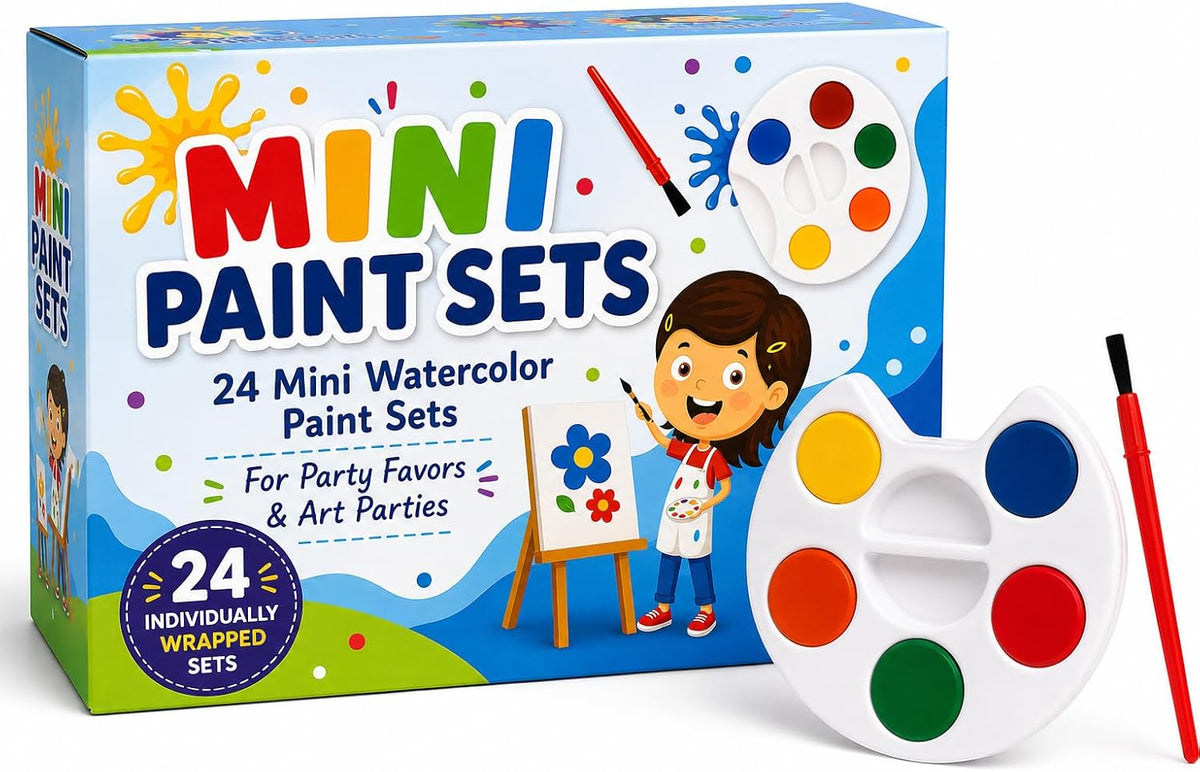 Mini Watercolor Paint Sets 5-Color Paint Palettes with Brush – Fun for Kids & Family