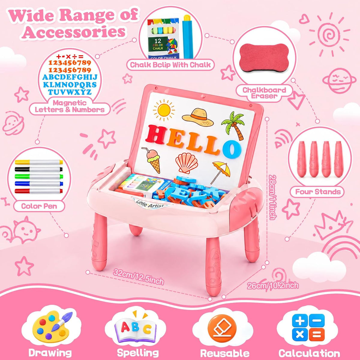 Cokzer Magnetic Drawing Board - Pink - image 4