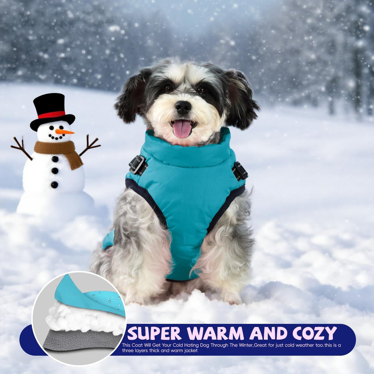 Gyuzh Dog Coat with Harness Puppy Coats Small Dog Harness Jacket - Small / light blue - image 4