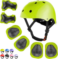 WayEee Kids Bike Helmet Set Knee Pads Adjustable Protective Gear - Green / S(3-10years)