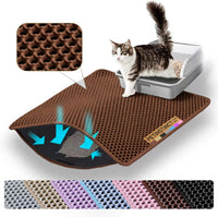 Cat Litter Mat, Double Layer Honeycomb Litter Box Mat – Daily Care for Cats - 46x26 Inches / Brown