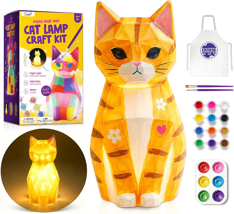 Paint Your Own Cat Lamp Kit, Crafts for Kids Ages 6-12 - Cat