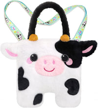 CatchCute cow plush crossbody bag for kids with horns, ears and adjustable strap