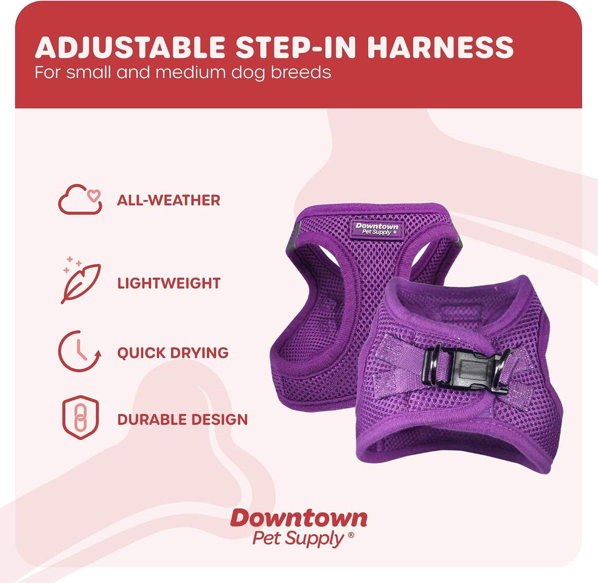 Downtown Pet Supply Step in Dog Harness for Teacup Dogs & Cats No Pull - X-Large / Purple - image 2
