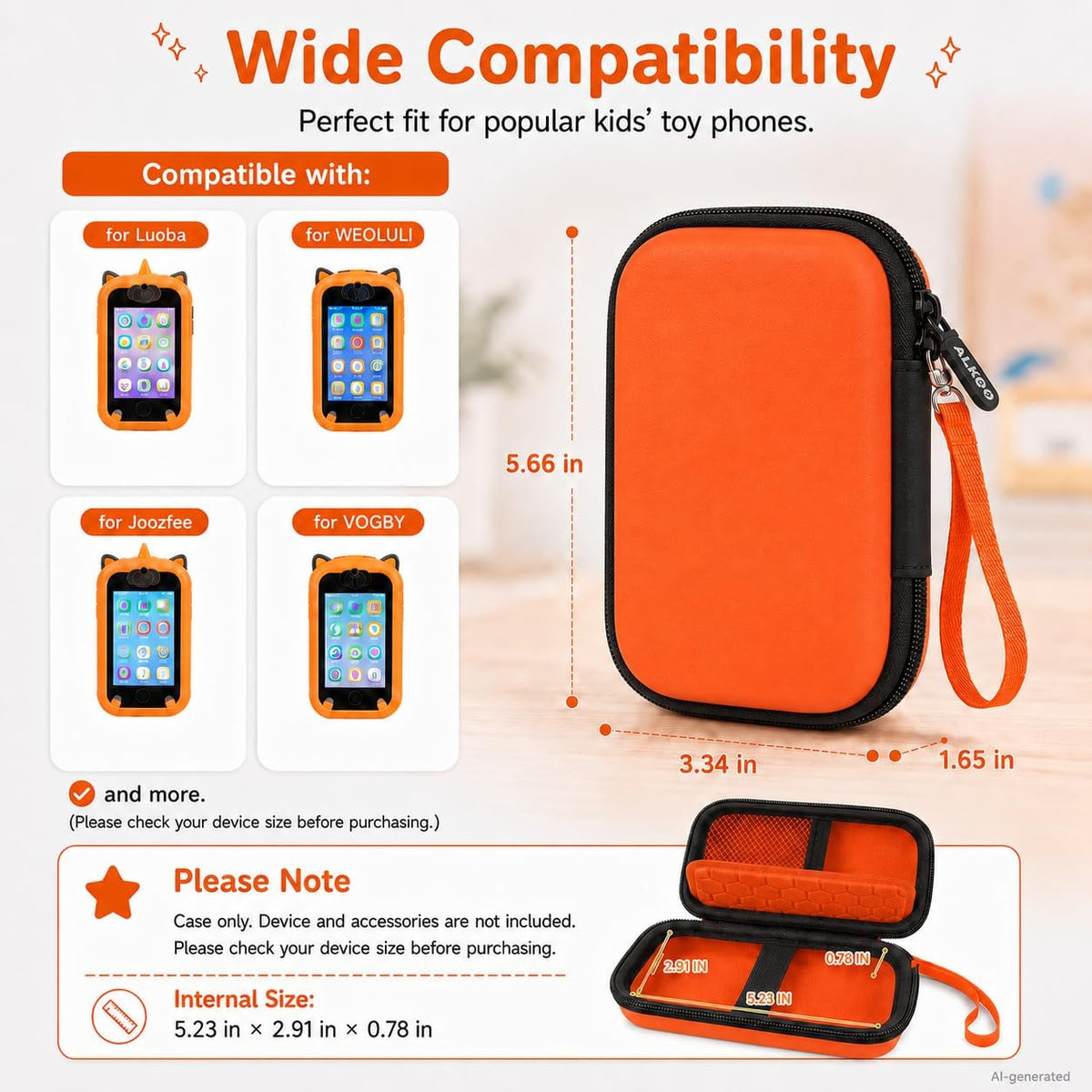 ALKOO kids smartphone case, zip carrying box for kids toy phones and learning cameras - view 32
