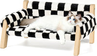 Elevated Cat Couch Bed for Indoor Cats - Black & White
