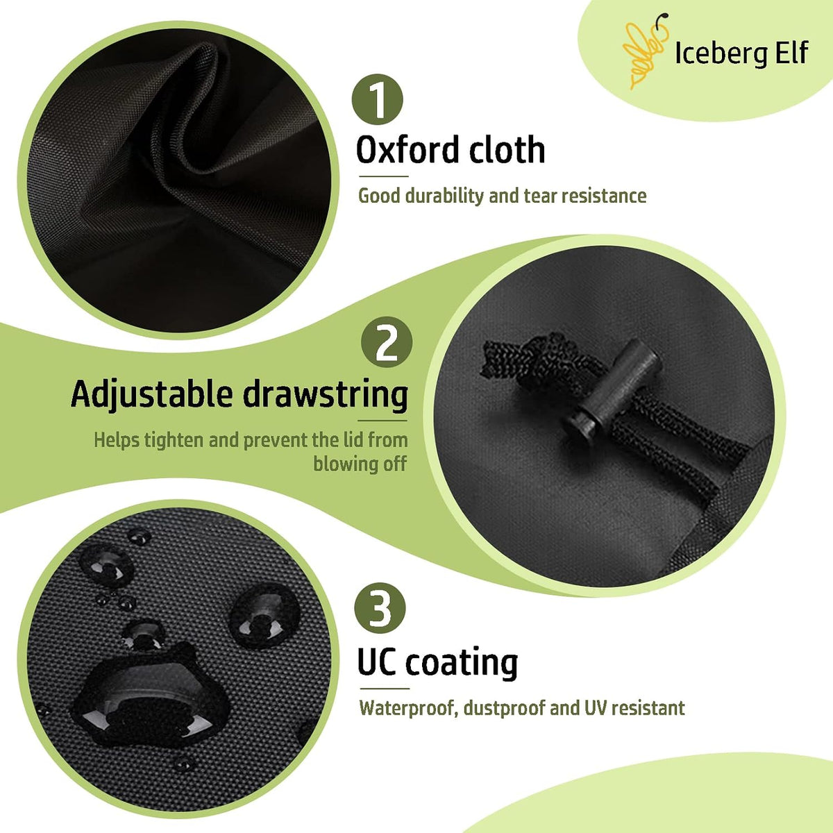 Iceberg Elf black waterproof outdoor playhouse cover with drawstring hem - view 6