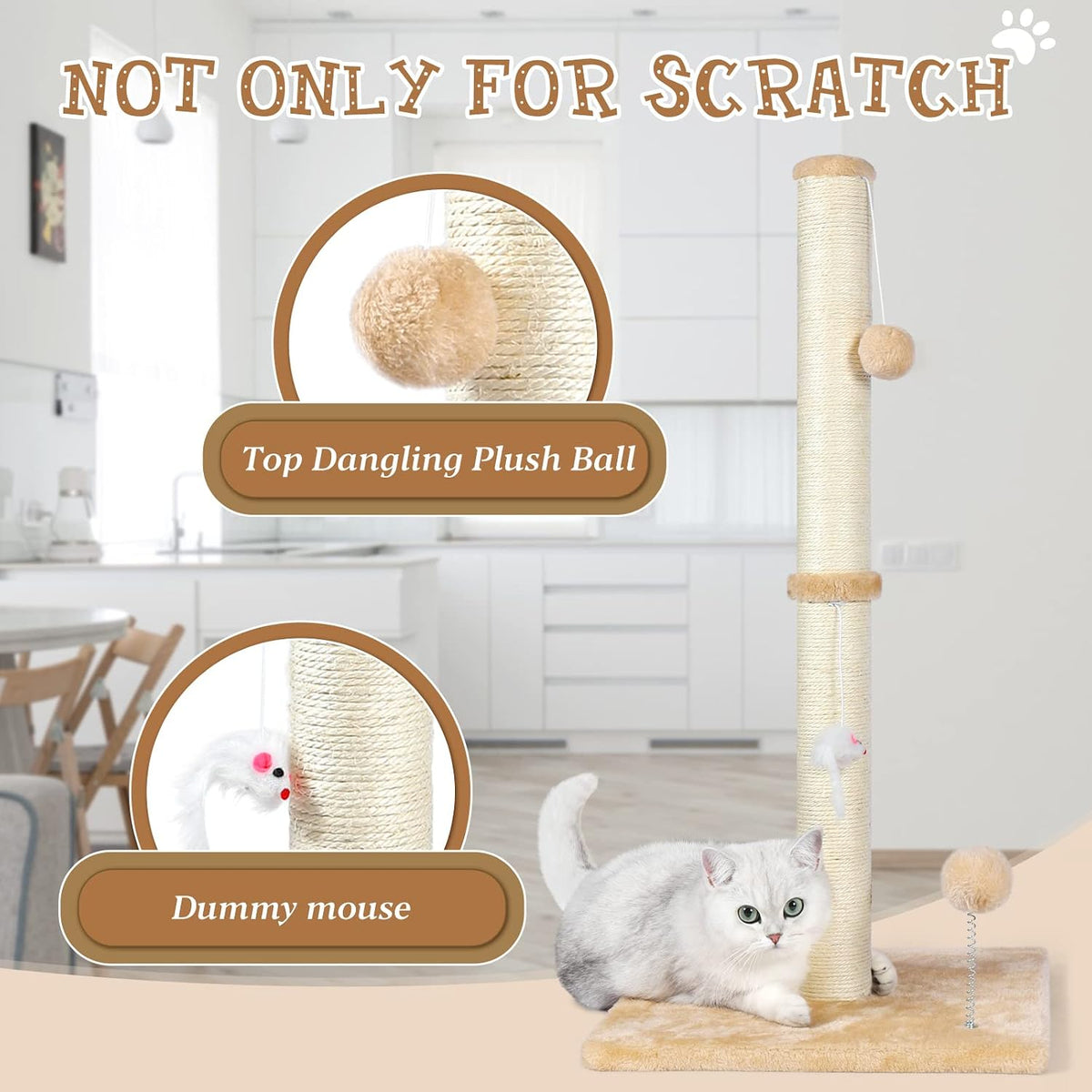 ANWA 32" Tall Sisal Cat Scratching Posts Tree for Indoor Cats Adults - Basic Cat Post - image 4