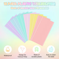 4Pcs Pastel Tablecloths, Mix Color Plastic Tablecloth Disposable Rectangle Table Covers for Baby - Pastel Round / 12pcs - image 3