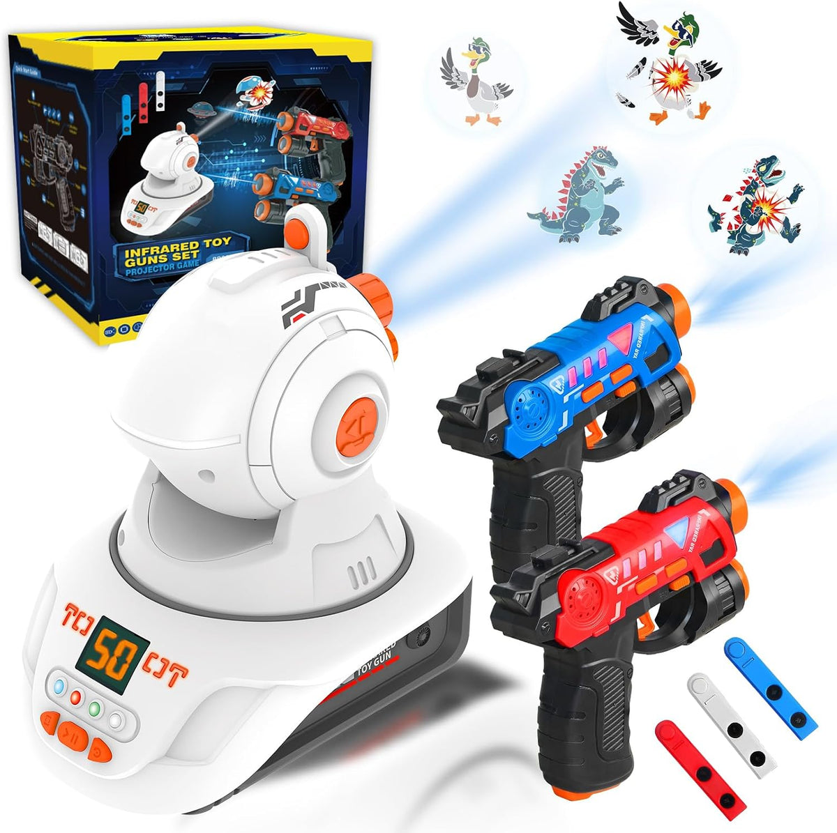 HISTOYE mini laser tag guns set of 2 with projector and 4 team colors
