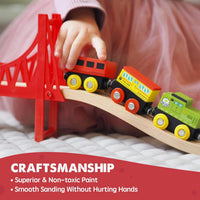 Tiny Land 110PCS Wooden Train Set, Toy Train with Tracks – Fun for Kids & Family - 110PCS (Pack of 2) - image 4