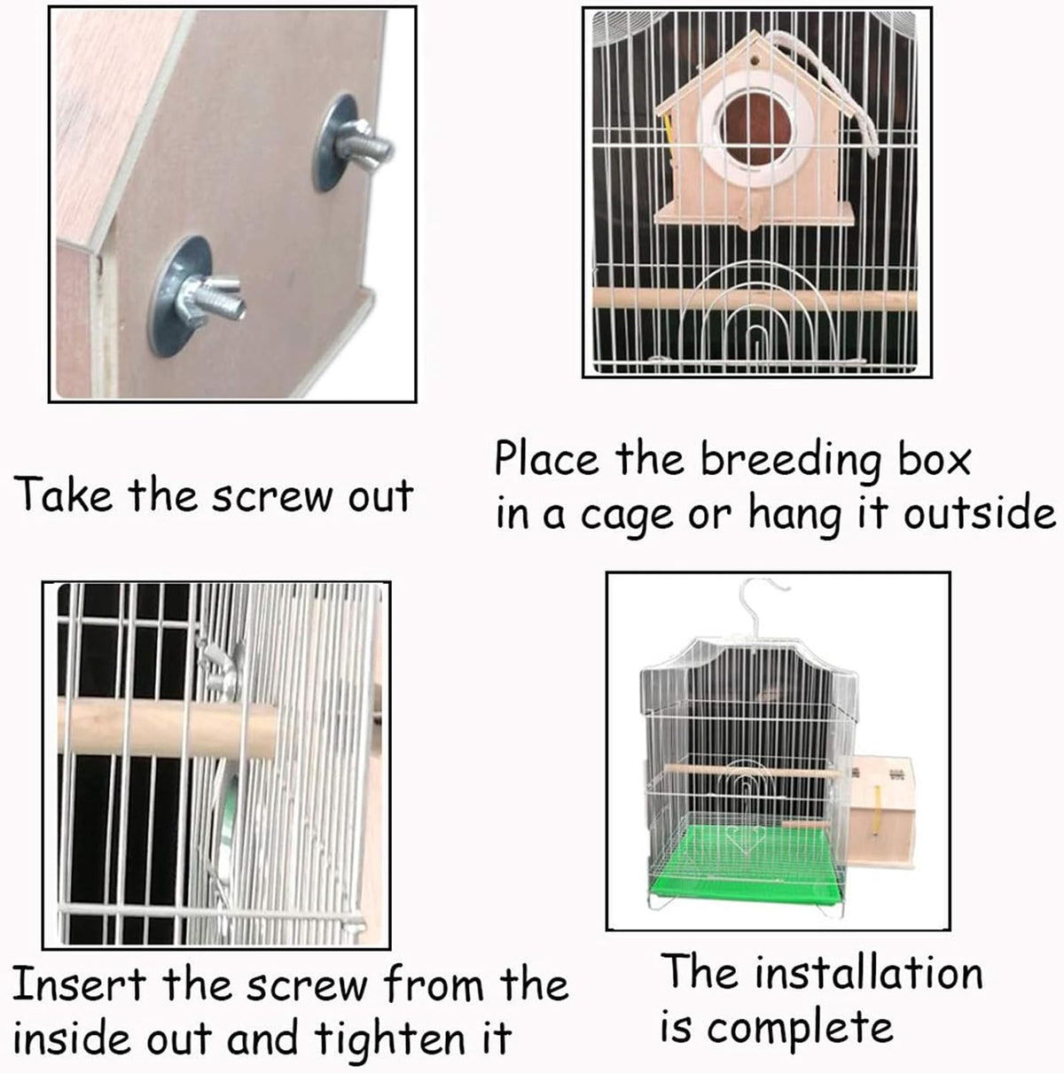Parakeet Nesting Box, Bird Nest House - L- 7.08 x 5.90 x 7.87 in - image 4