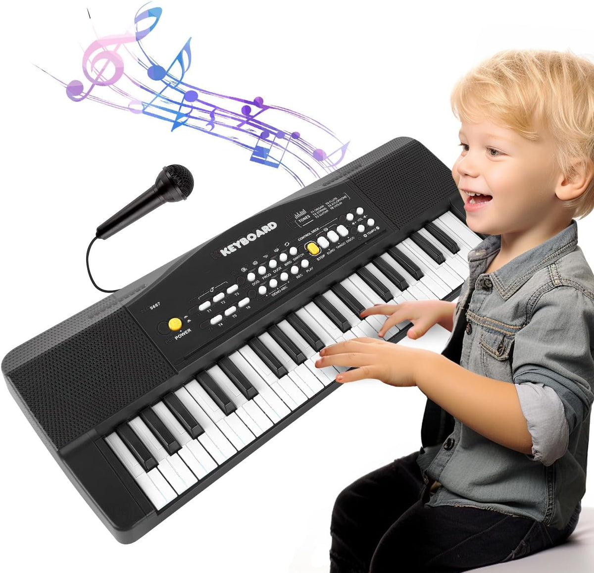37 Keys Kid Toddler Toy Piano Keyboard Electric Pianos with Microphone – Fun for Kids & Family - Black