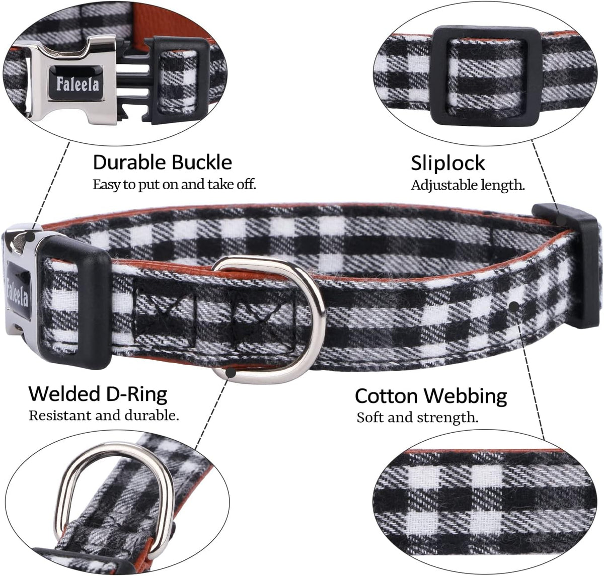 Faleela Soft &Comfy Bowtie Dog Collar - Medium (Pack of 1) / Black And Whit - image 2