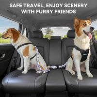 Pawaboo 2Pack Dog Seatbelt for Car, 3-in-1 Dog Car Seat Belt Bungee, Dogs Tether for Cars with Buckle & Hook Latch, Adjustable Reflective Dogs Cars Harness Leash with 360° Lockable Buckle,Light Purple