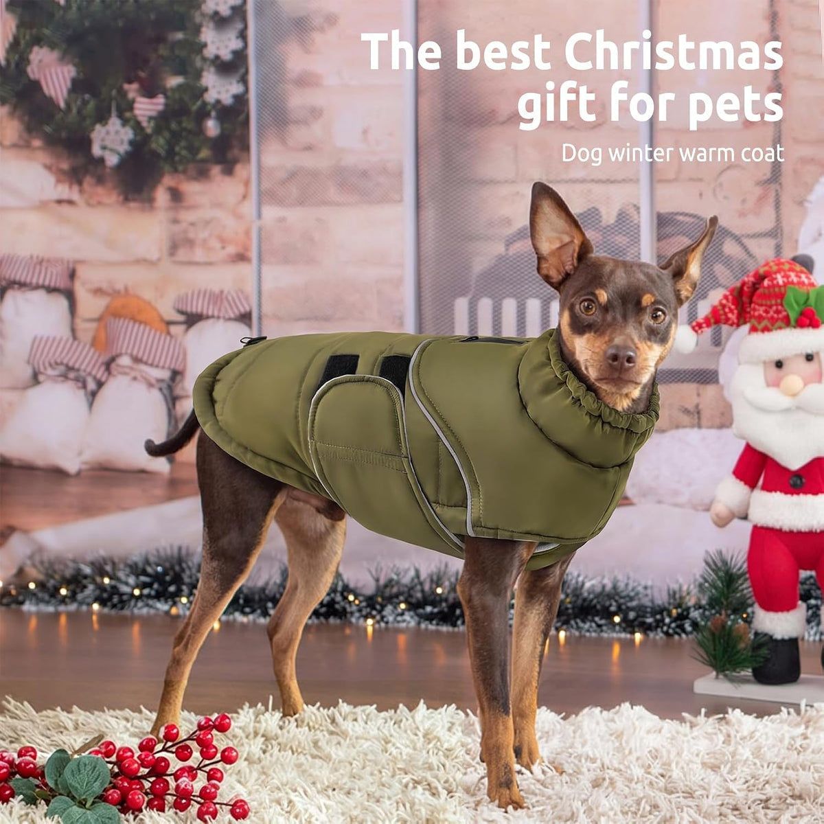 Dog Winter Jacket, Dog Windproof Reflective Jacket for Golden Retriever – Essentials for Dogs - ArmyGreen / X-Large - image 2