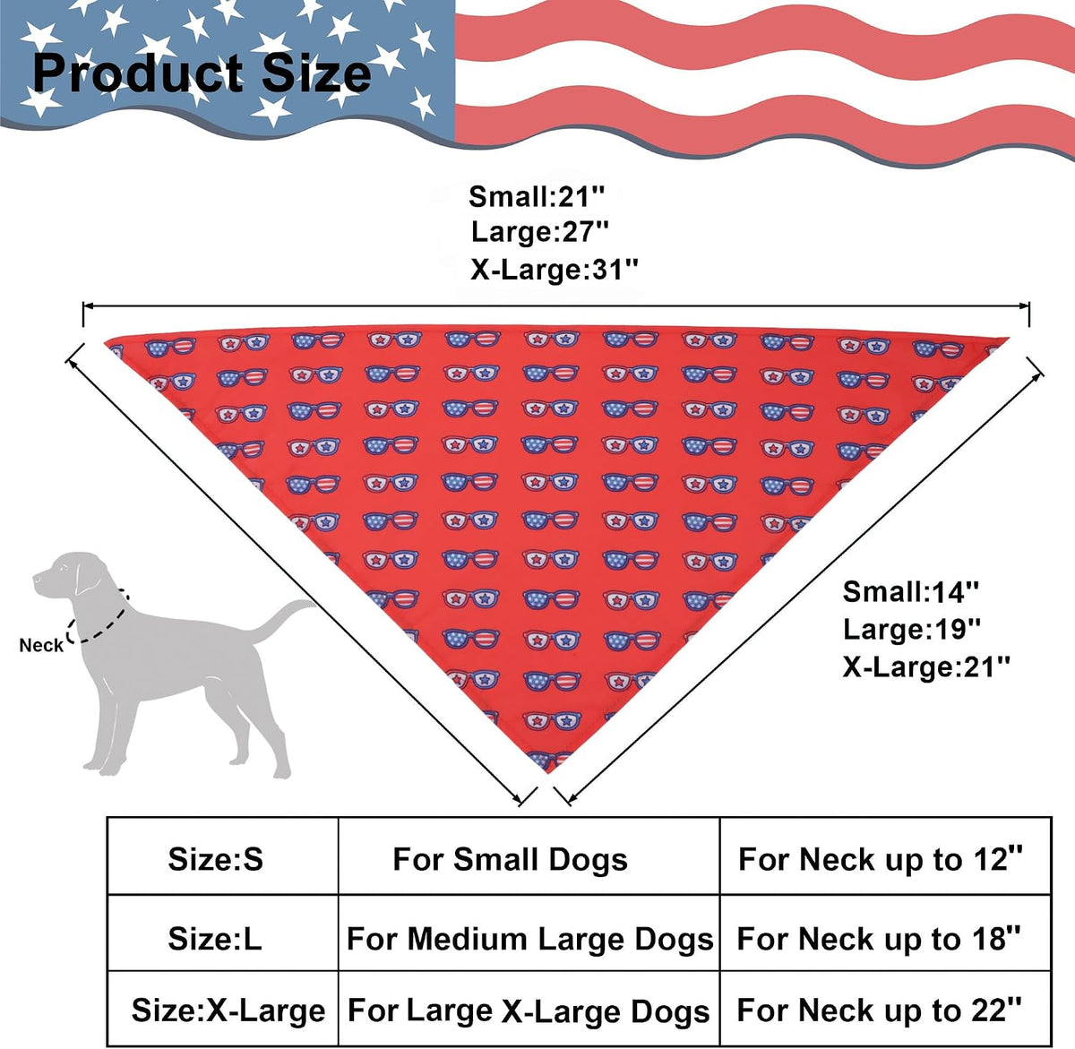 Halloween Dog Bandanas, L - Large / American Flag - image 4