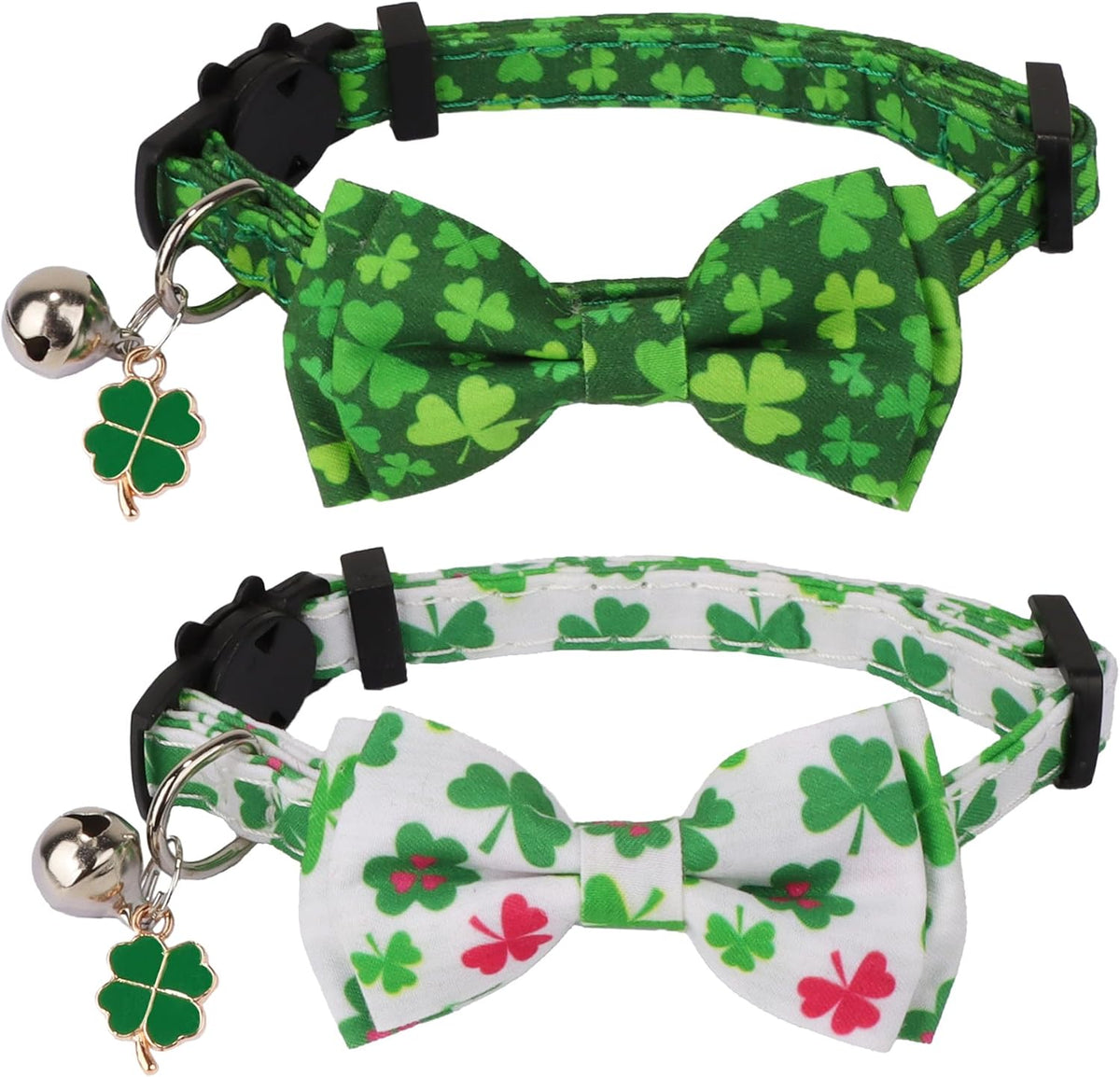 Fall Cat Collar with Bowtie - 7.5"- 10.5" / St. Patrick's Day