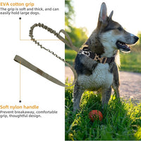 Excellent Elite Spanker Tactical Bungee Dog Leash Military Adjustable Dog Leash Quick Release Elastic Leads Rope with 2 Control Handle(Ranger Green)