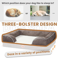 Laifug Large Orthopedic Premium Memory Foam Dog Bed, Dog Sofa with Washable and Removable Suede Cover, Waterproof Liner and Non-Slip Bottom Light Brown, X-Large(44''x34''x9'')