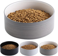 Dog Bowl Ceramic for Medium Large Breeds, Heavy Weighted Dog Food Water Feeder Dish, Non - Slip Modern Cute Extra Big Porcelain 8 in Pet Dog Bowl Maze Grey White