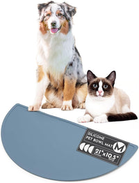 Silicone Dog Food Mat, Pet Placemat, 21" x 10.5" Deep - Ocean Blue / Medium