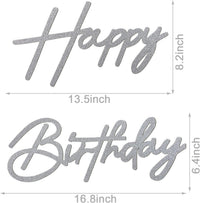 Happy Birthday Sign for Backdrop - Felt / Glitter Silver - image 2