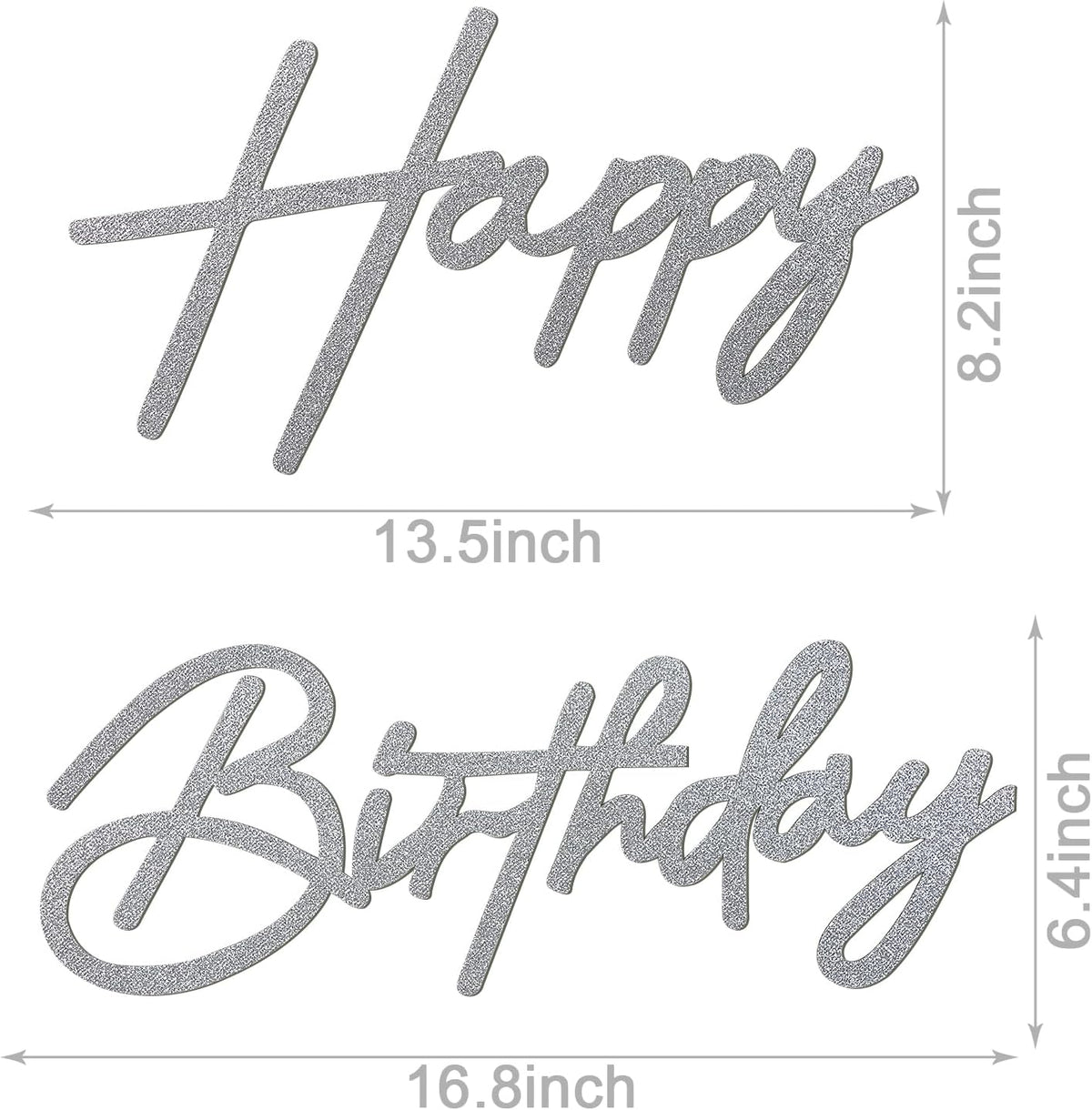 Happy Birthday Sign for Backdrop - Felt / Glitter Silver - image 2