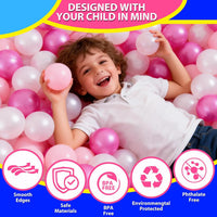 Ball Pit Balls for Toddlers, Crush Proof - Purple Pink White / 100 balls - image 2