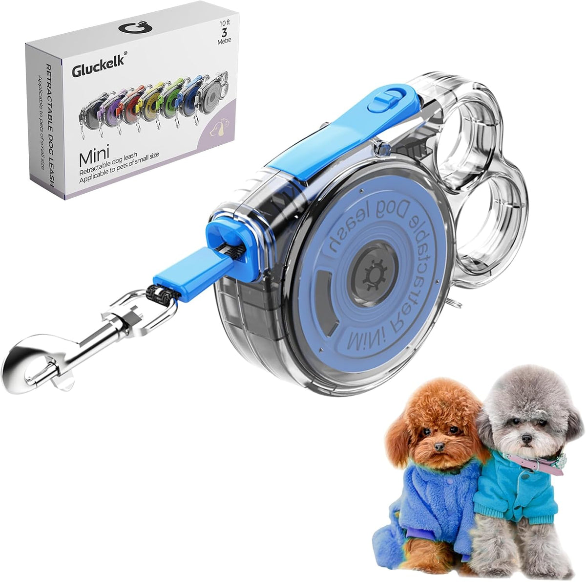 10 ft Retractable Dog Leash for Tiny & Small Dogs, Puppies, Cats – Essentials for Dogs - Blue