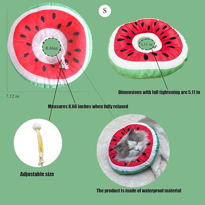 Cat Recovery Soft Collar, Waterproof Soft Recovery Collar. Anti-bite and Anti-Lick Wound Healing Safe Adjustable Elizabethan Collar.(S) Only for Cats up to 6 Months in Size