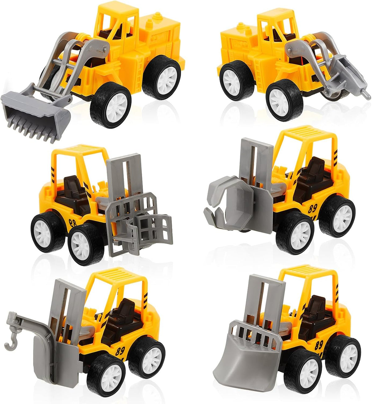 Sosation 72-piece mini construction party favor trucks with cranes, forklifts and excavators - view 2