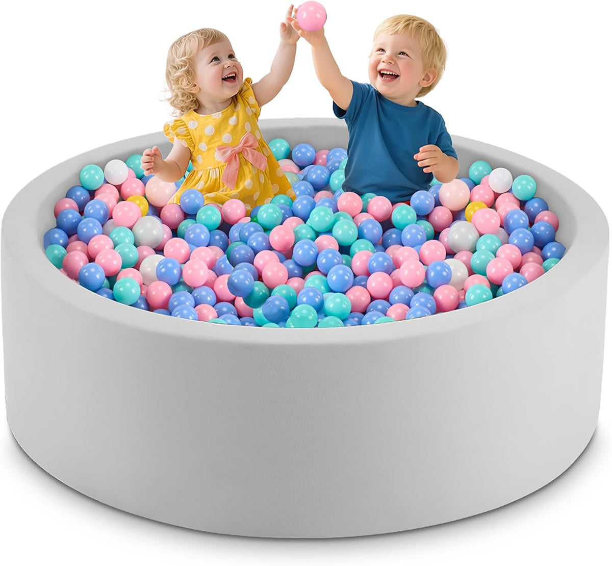35.4" x 11.8" Foam Ball Pit for Toddlers - Grey / 47.2" x 15.7"