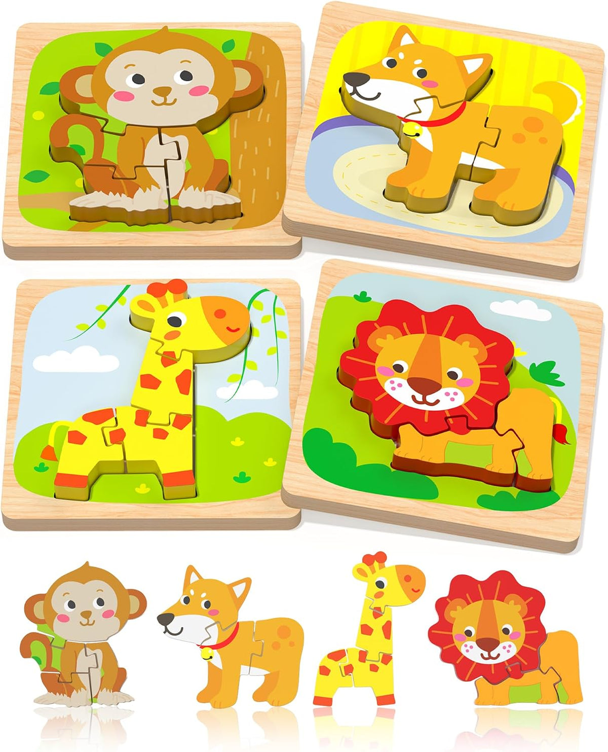 Benresive Wooden Toddler Puzzles - 4 PCS