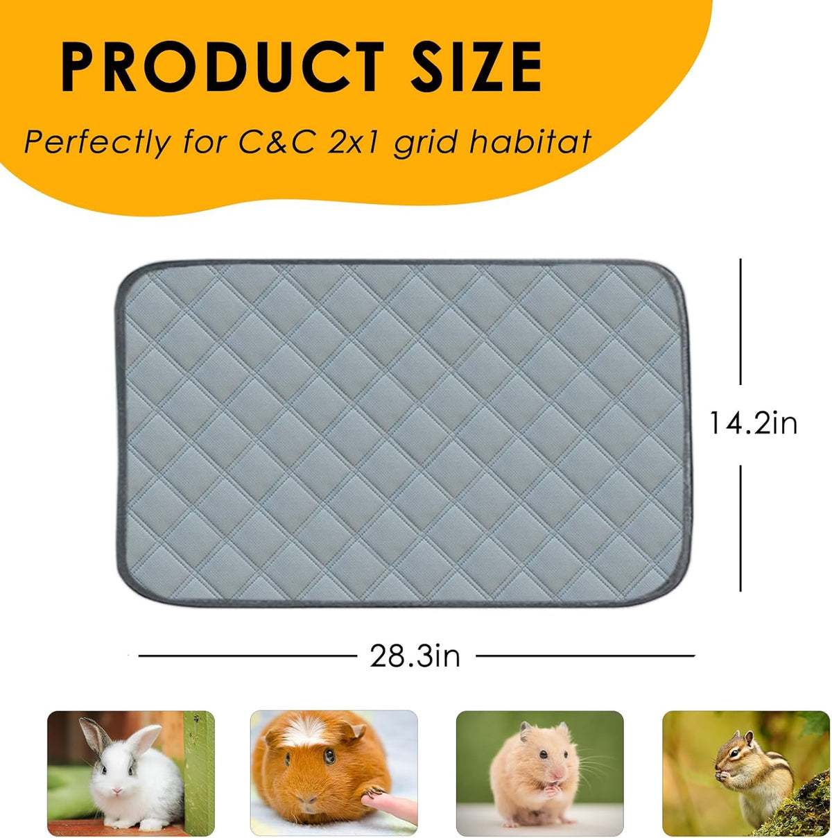 4 Pack Guinea Pig Cage Liners Washable Guinea Pig Bedding Reusable - Light Grey / 28" x 14" (4 Pack) - image 2
