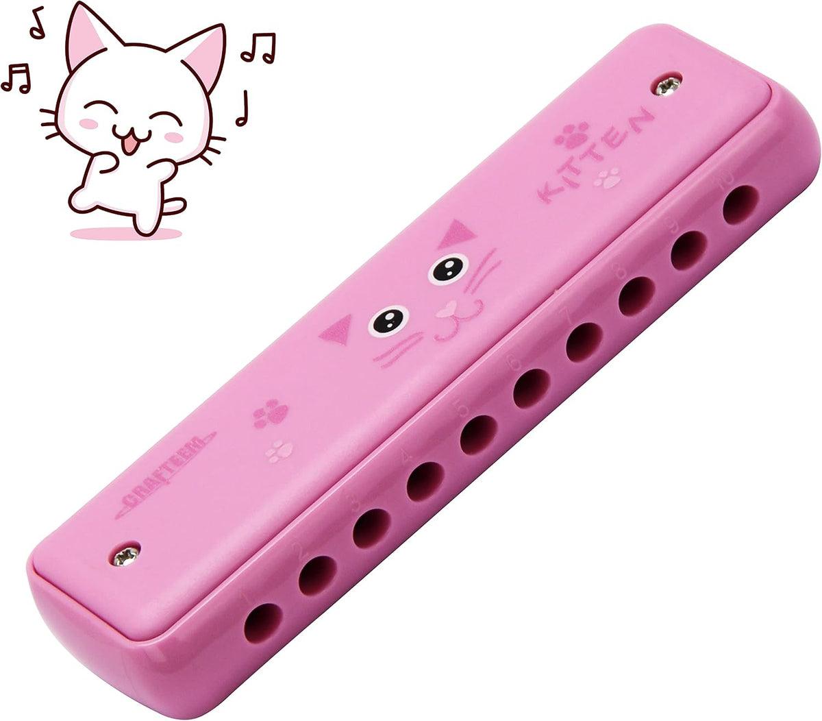 Crafteem Colored Harmonica for Kids and Beginners - Pink