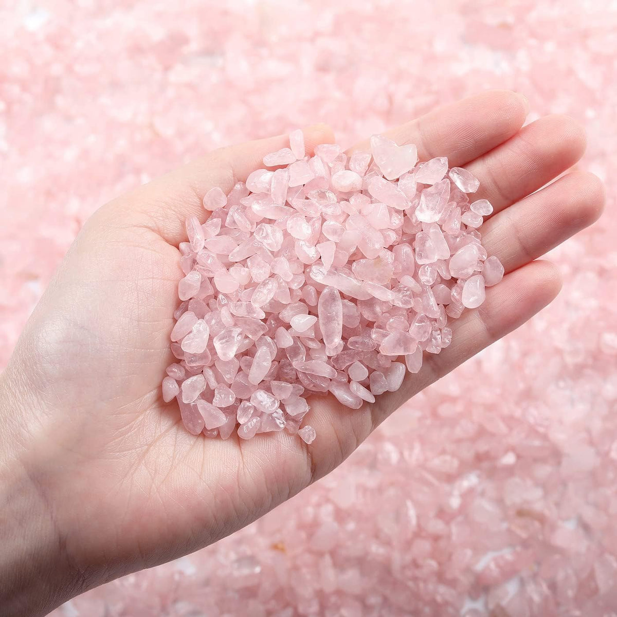 LAIDANLA Rose Quartz Crushed Stone Crystal Chips Bulk - Pink-rose Quartz / 0.22 Pound-（0.2"-0.28"） - image 2