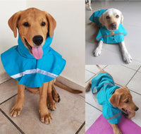 Dog Raincoats with Reflective Strip Hoodie - C3-Lake Blue / 16A (20-30 lbs) - image 2